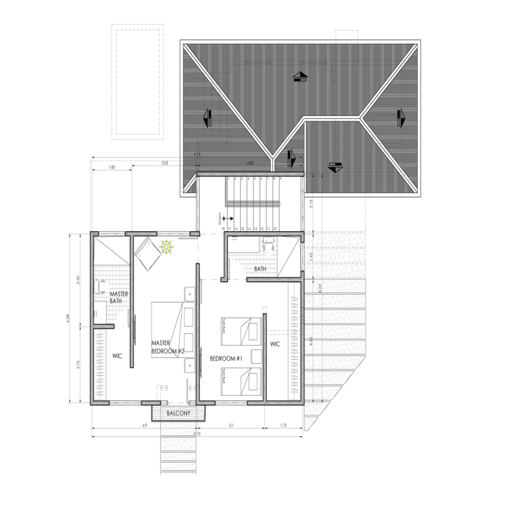 Sanctuary Boutique Residences Model Home C 3-bedroom floor plan, 684.92 sq ft second floor with private pool, Golfito Costa Rica